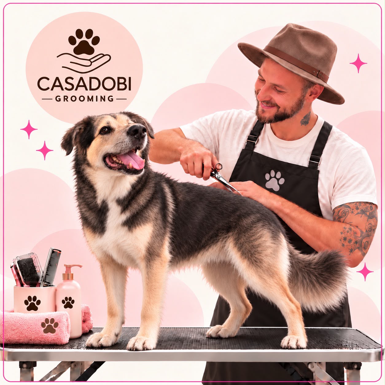 Hund erhält professionelle Fellpflege bei CASADOBI